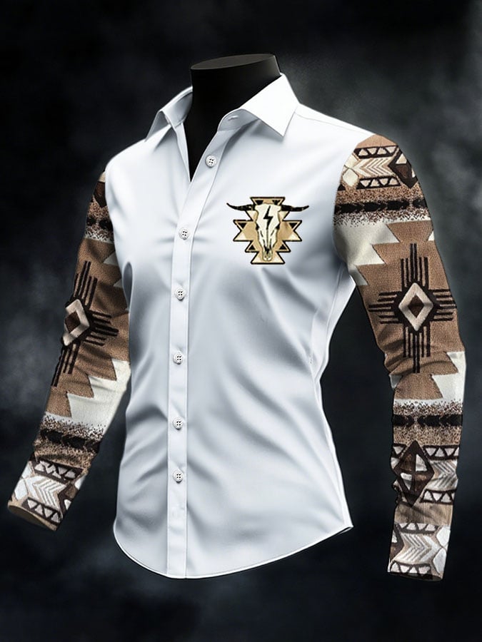 Men's Retro Western Print Casual Shirt
