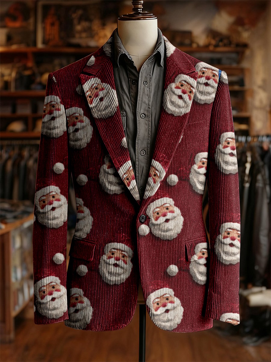 Men's Vintage Casual Christmas Party Corduroy Blazer
