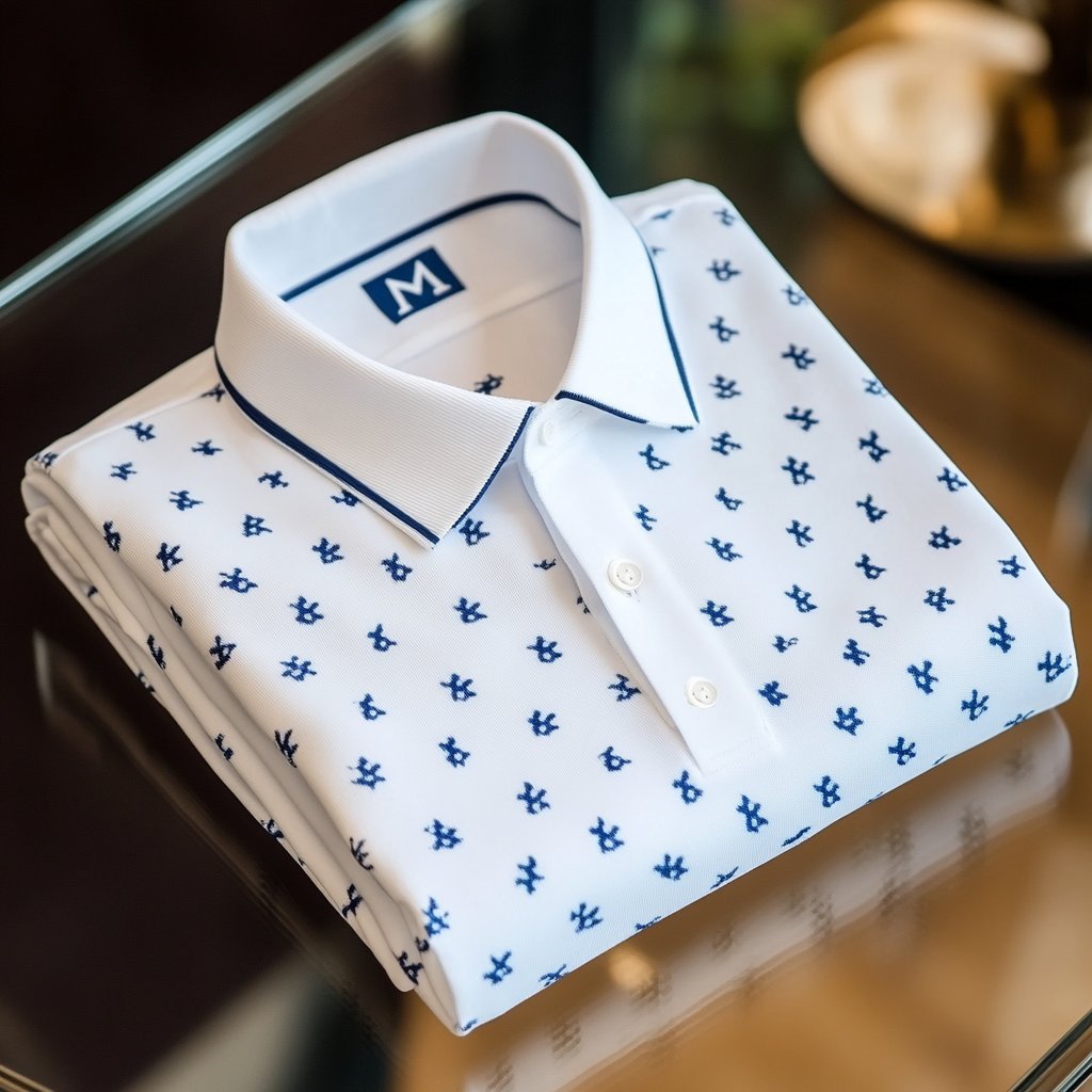 Men's Business Casual Printed Button Short Sleeve Polo Shirt