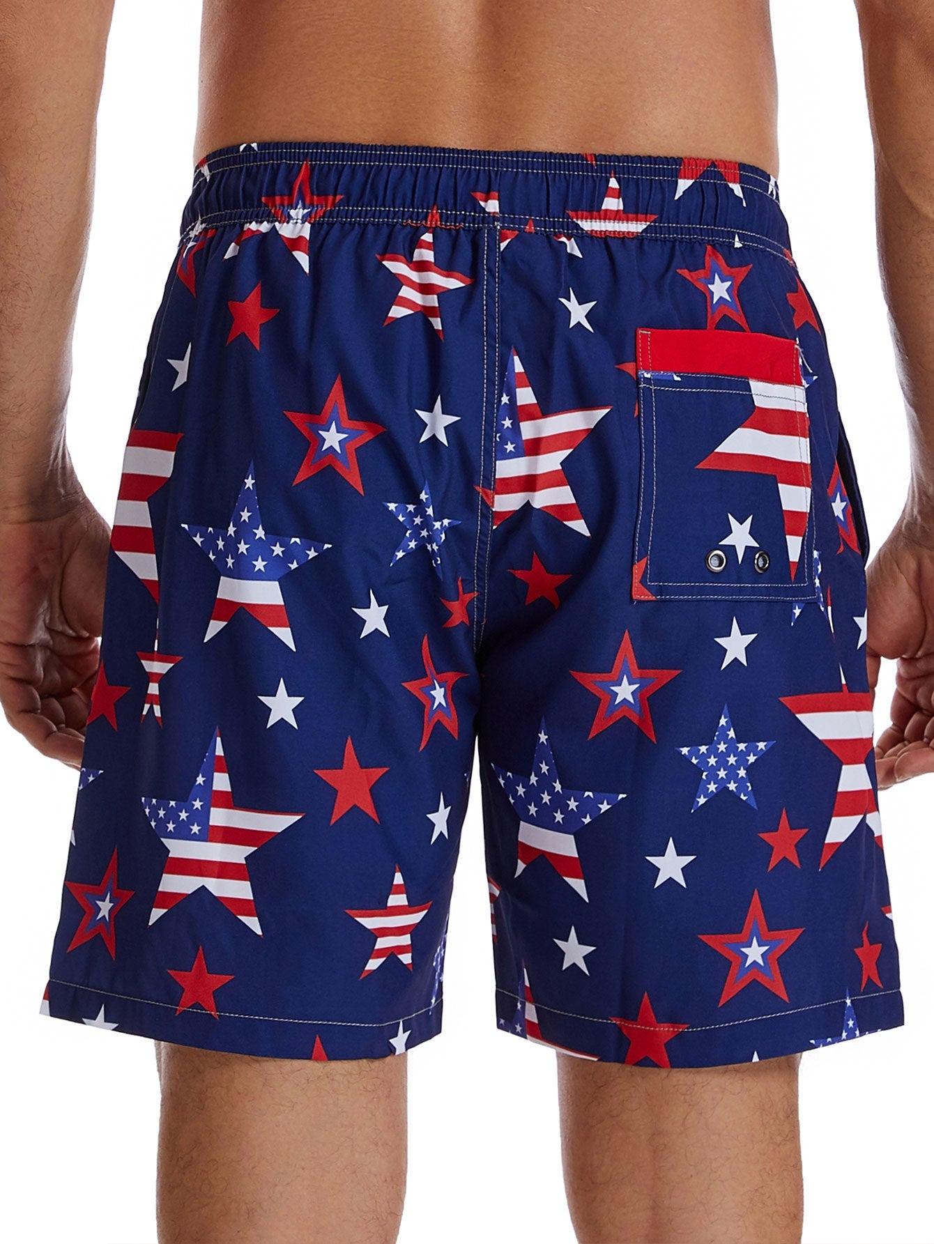 2 In 1 American Flag Star Print Swim Shorts