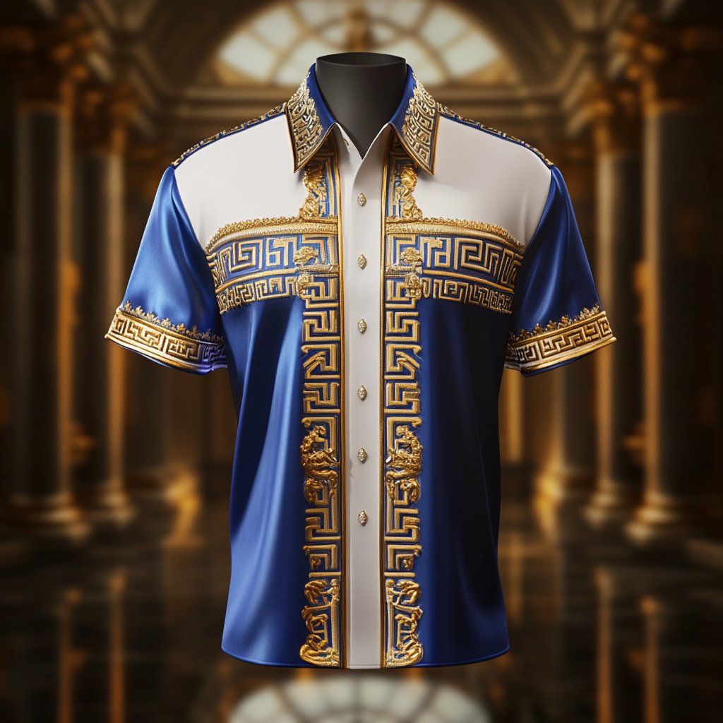 Men's Satin Luxe Print Short Sleeve Button Shirt
