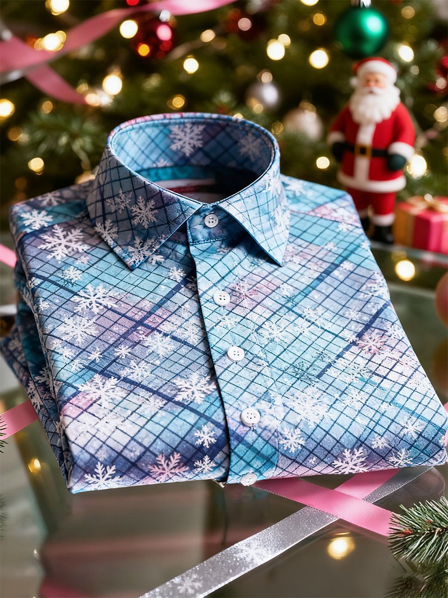 Men's Christmas Long Sleeve Button-Down Shirt