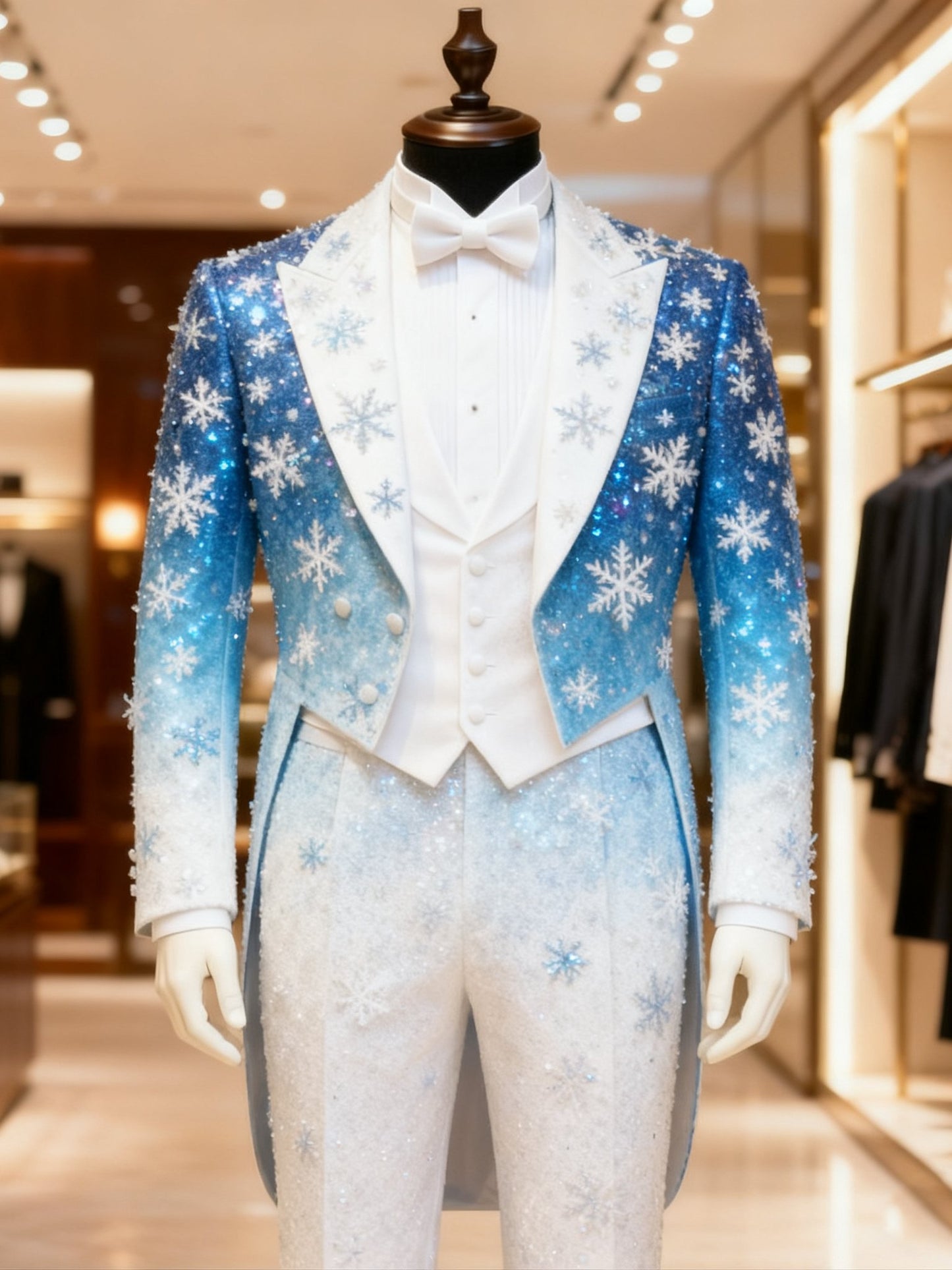 Men's Business Check Print Tuxedo Dinner Suit White Tie Red Christmas Tailcoat