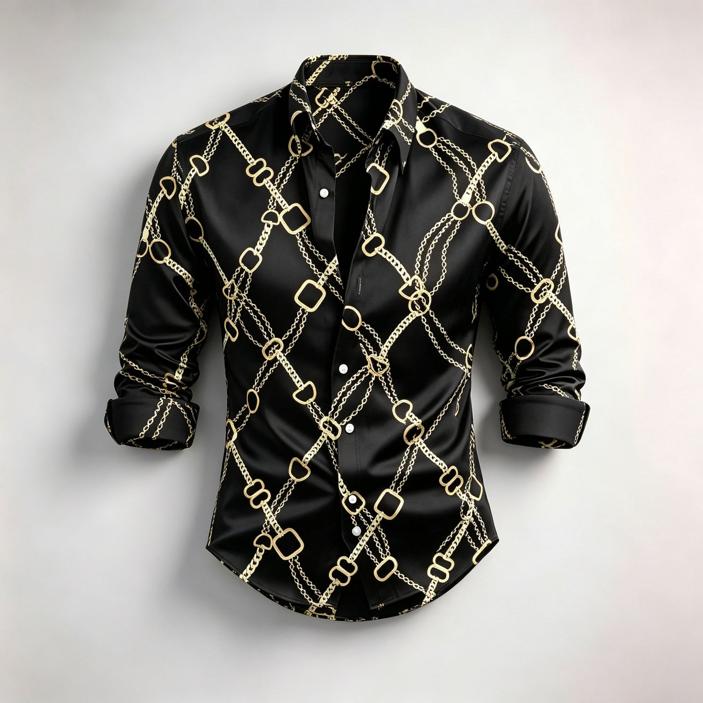 Men's Long-Sleeve Shirt with Diamond Pattern Print