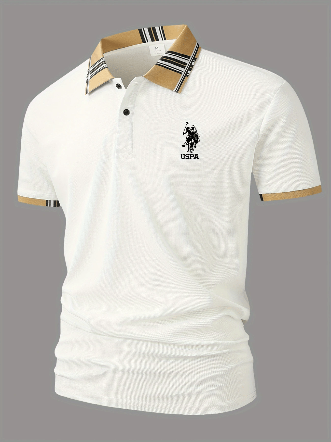 Men's Business Logo Button-Down Short Sleeve Polo Shirt