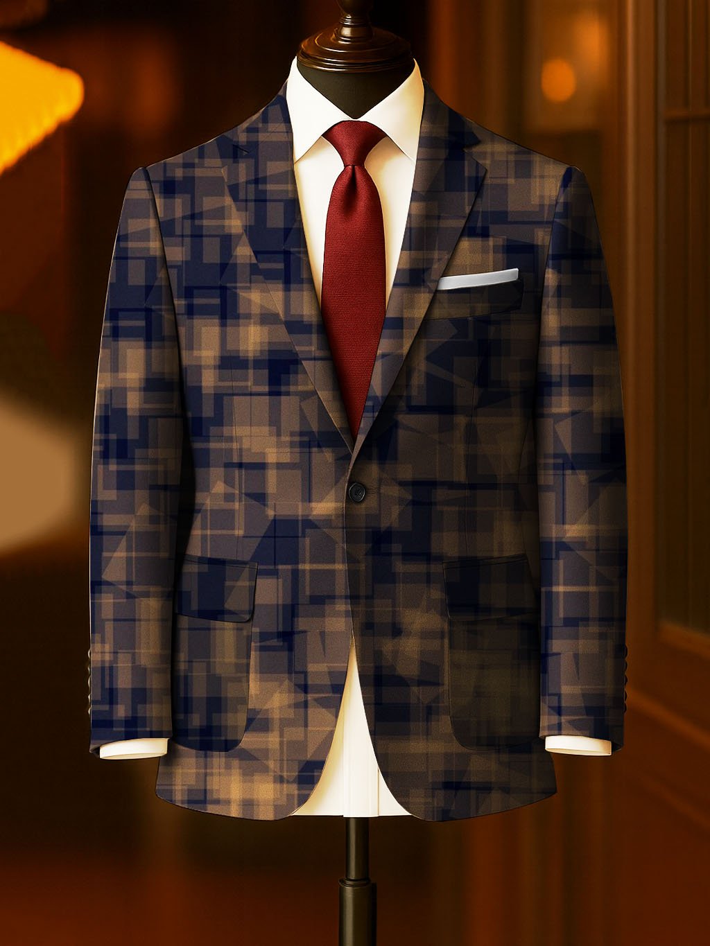 Men's Business Casual Large Pocket Print Blazers