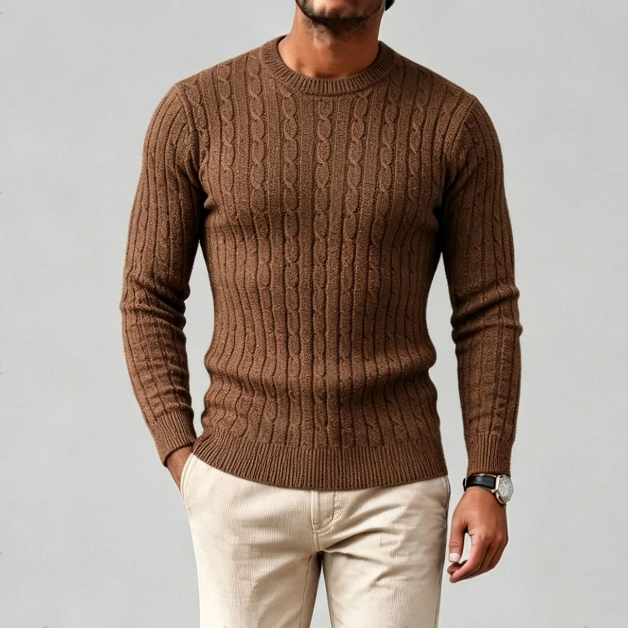 Men's Casual Slim-Fit Crew-Neck Sweater