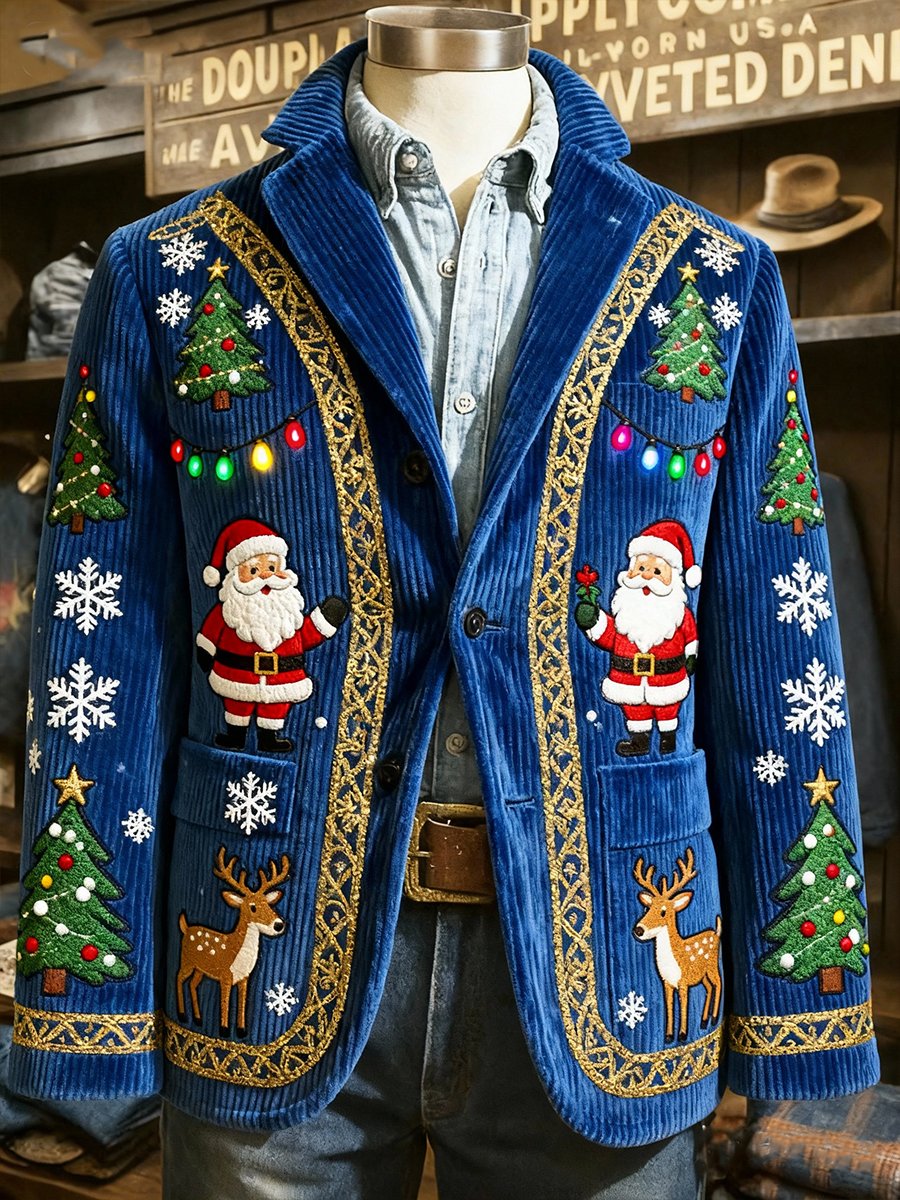 Men's Corduroy Santa Claus Lapel Suit Jacket