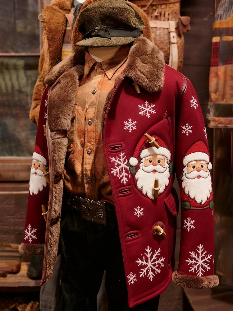 Men's Street Style Vintage Christmas Puffer Jacket Winter Coat
