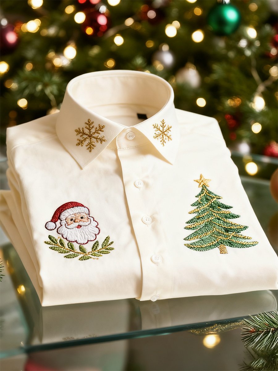 Men's Christmas Long Sleeve Button-Down Shirt