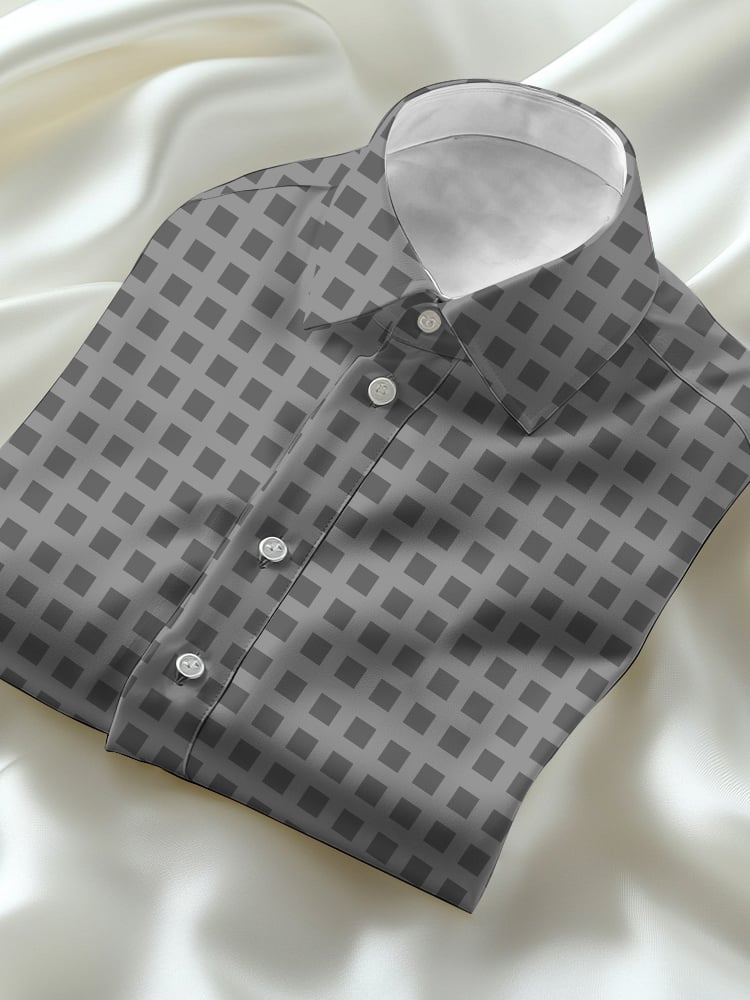 Men's Business Casual Plaid Lapel Short Sleeve Shirt