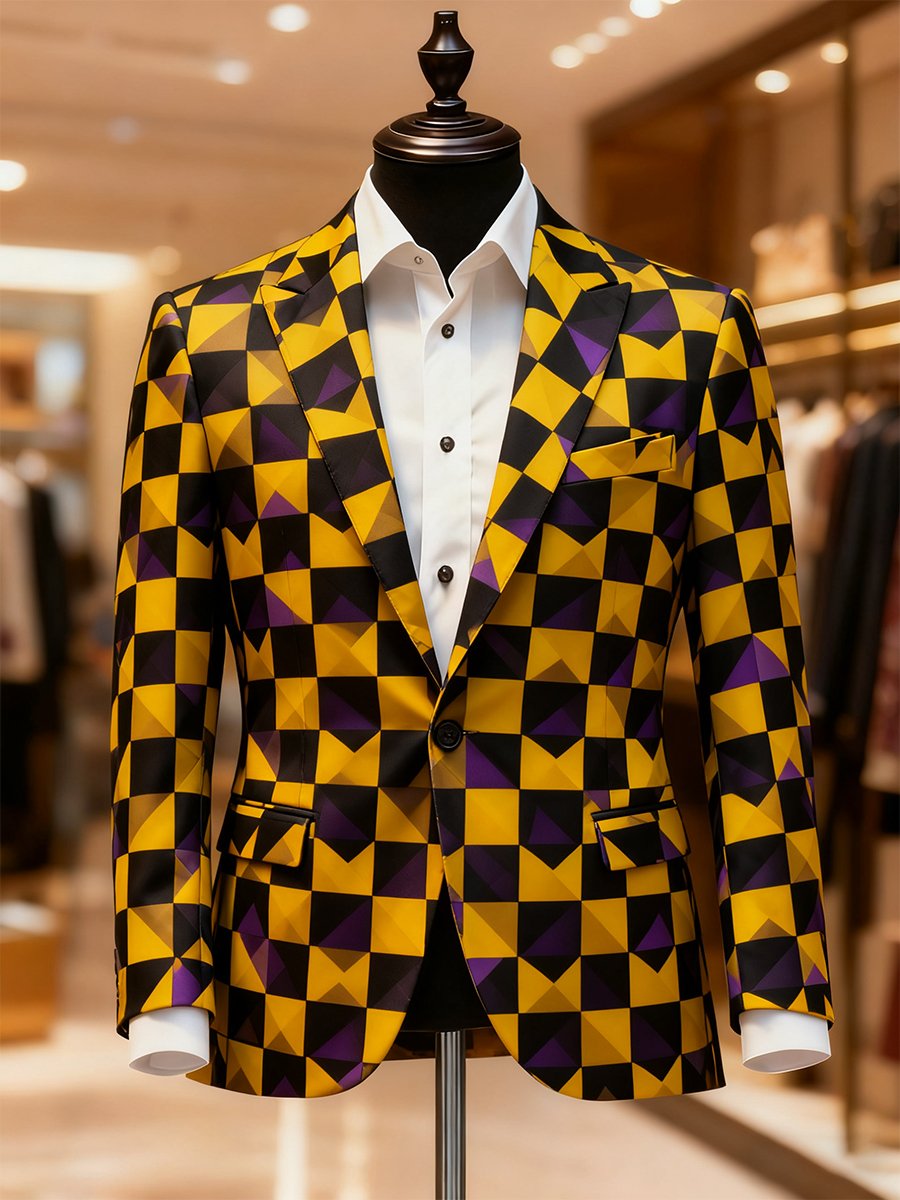 Men's Business Casual Geometric Suit Outerwear