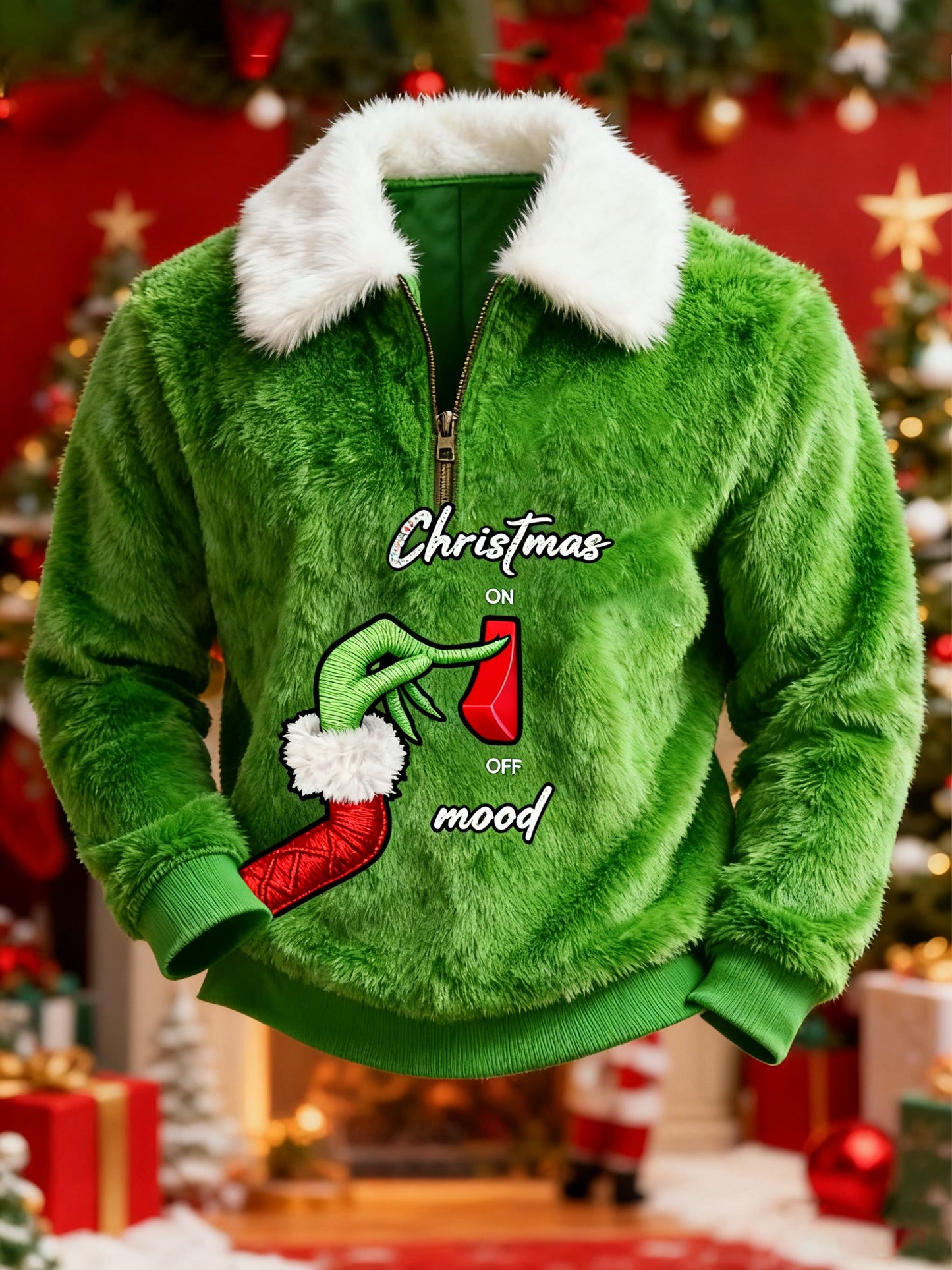Fun Green Plush Hoodie