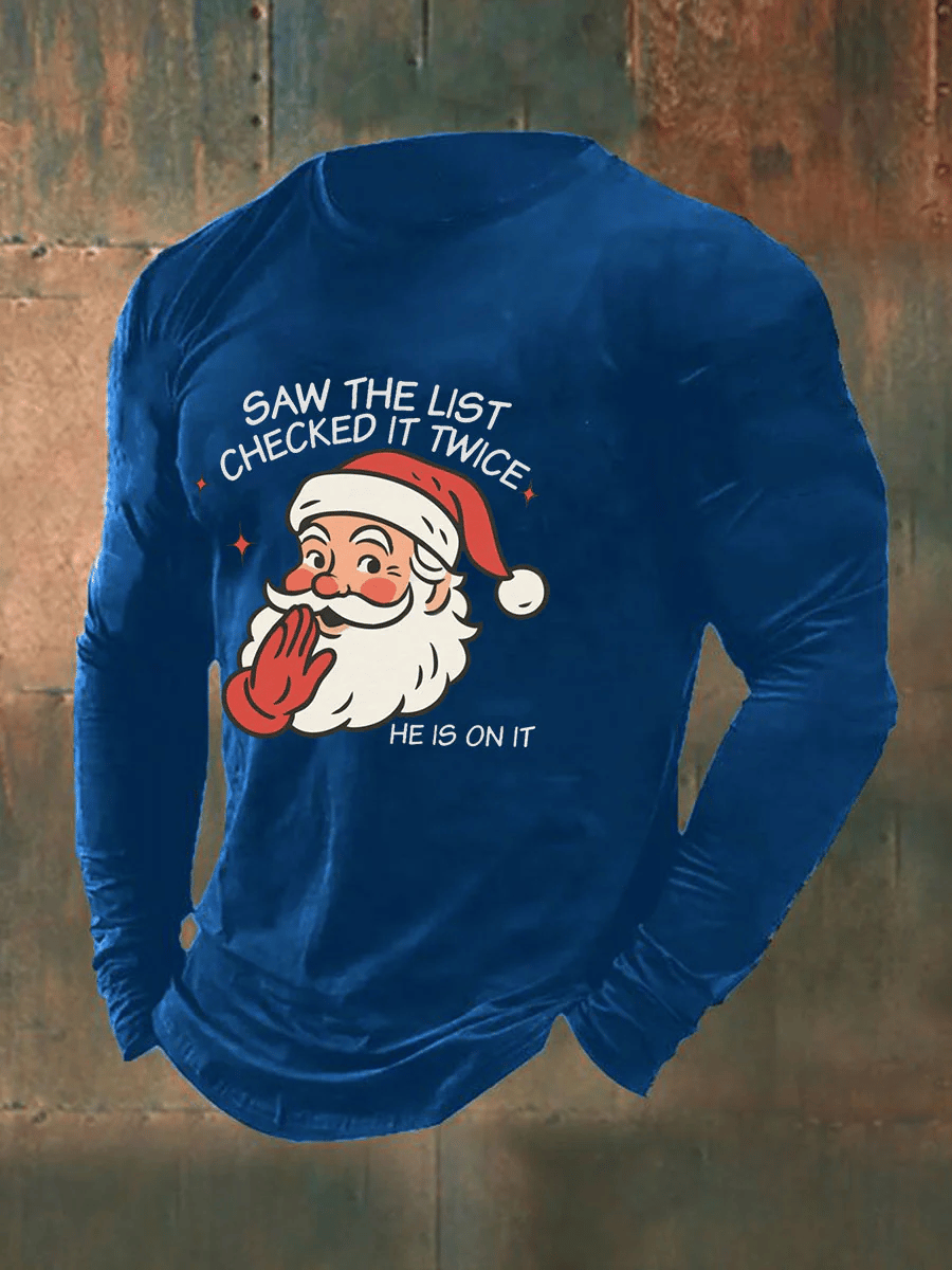 Men's Christmas FDT Print Casual Long Sleeve T-Shirt