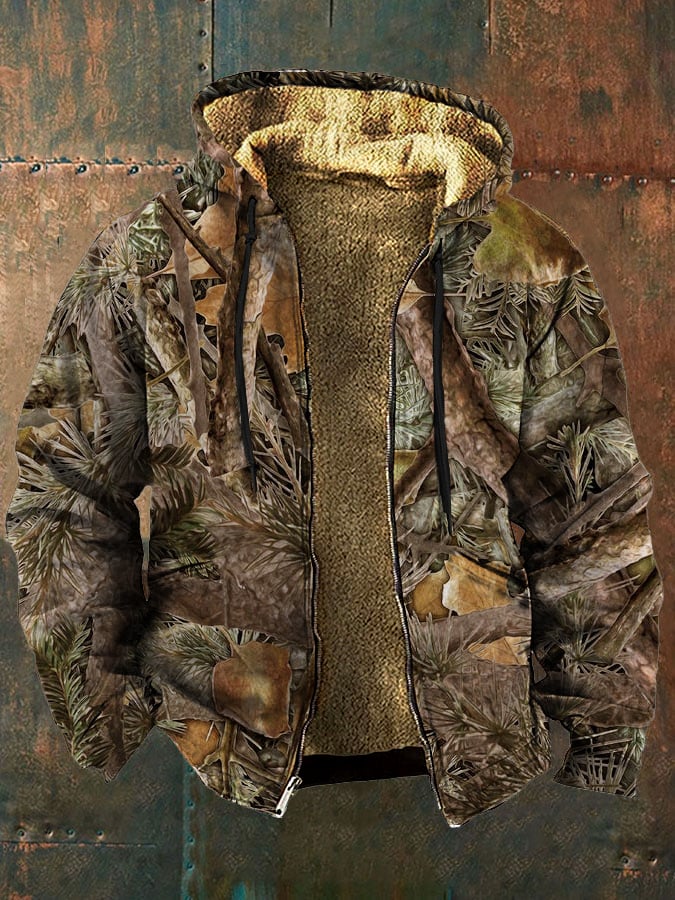 Men's Vintage Camouflage Fleece Zipper Jacket