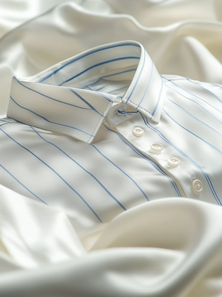 Men's Business Casual Striped Lapel Short Sleeve Shirt