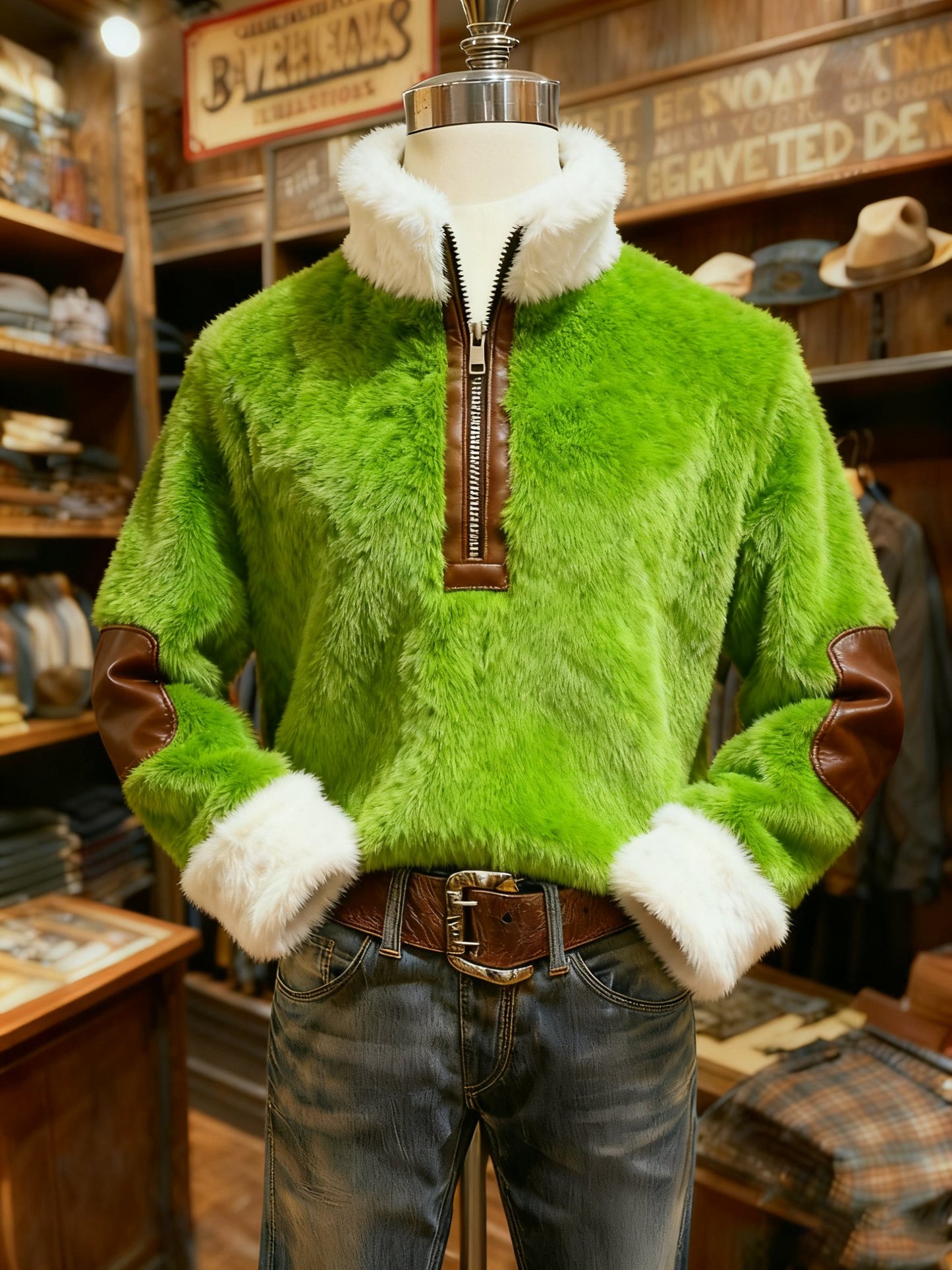Men's Retro Christmas Collar Casual Plush Comfort Sweatshirt