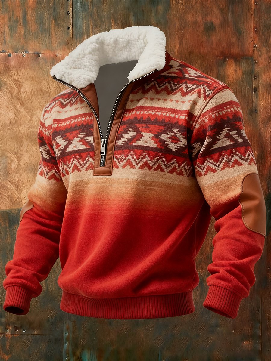 Men's Vintage Western Quarter Button Sweatshirt