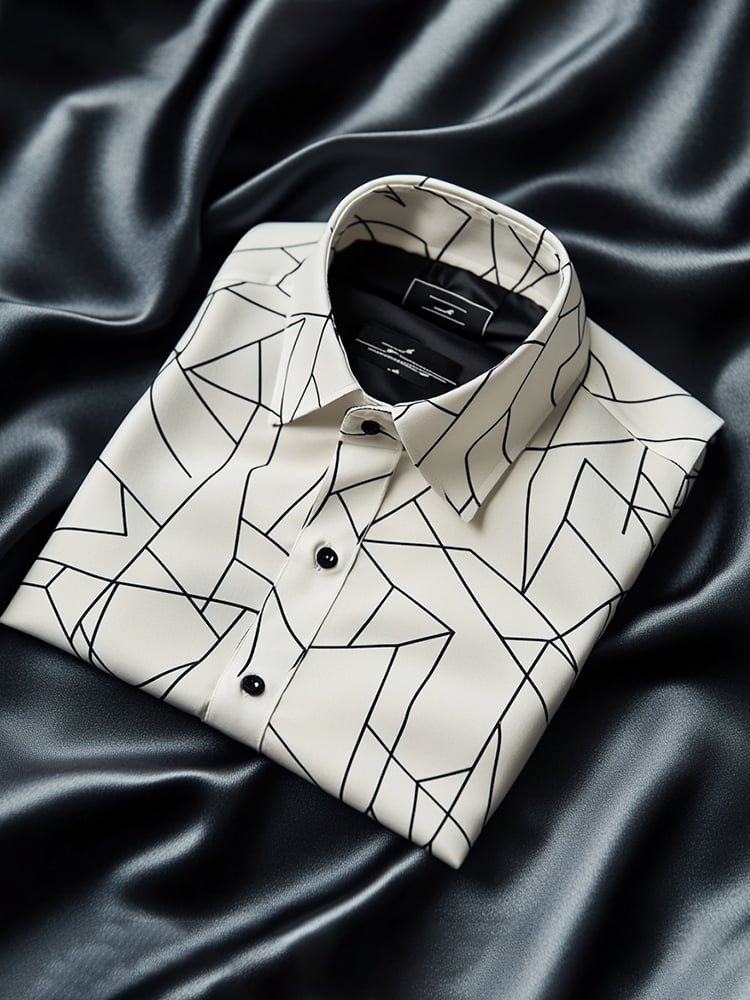 Men's Satin Luxe Print Short Sleeve Button Shirt