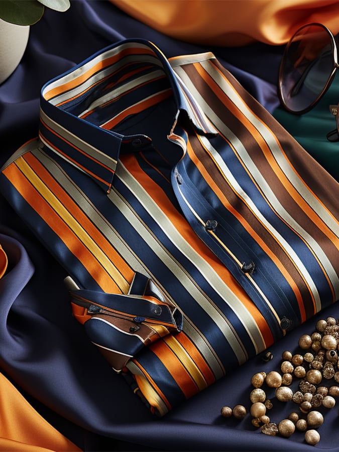 Men's Elegant Romantic Striped Long Sleeve Shirt
