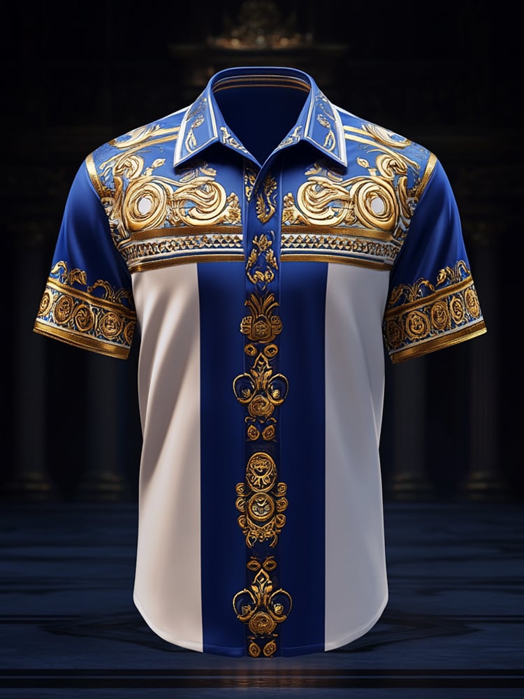 Men's Satin Luxe Print Short Sleeve Button Shirt