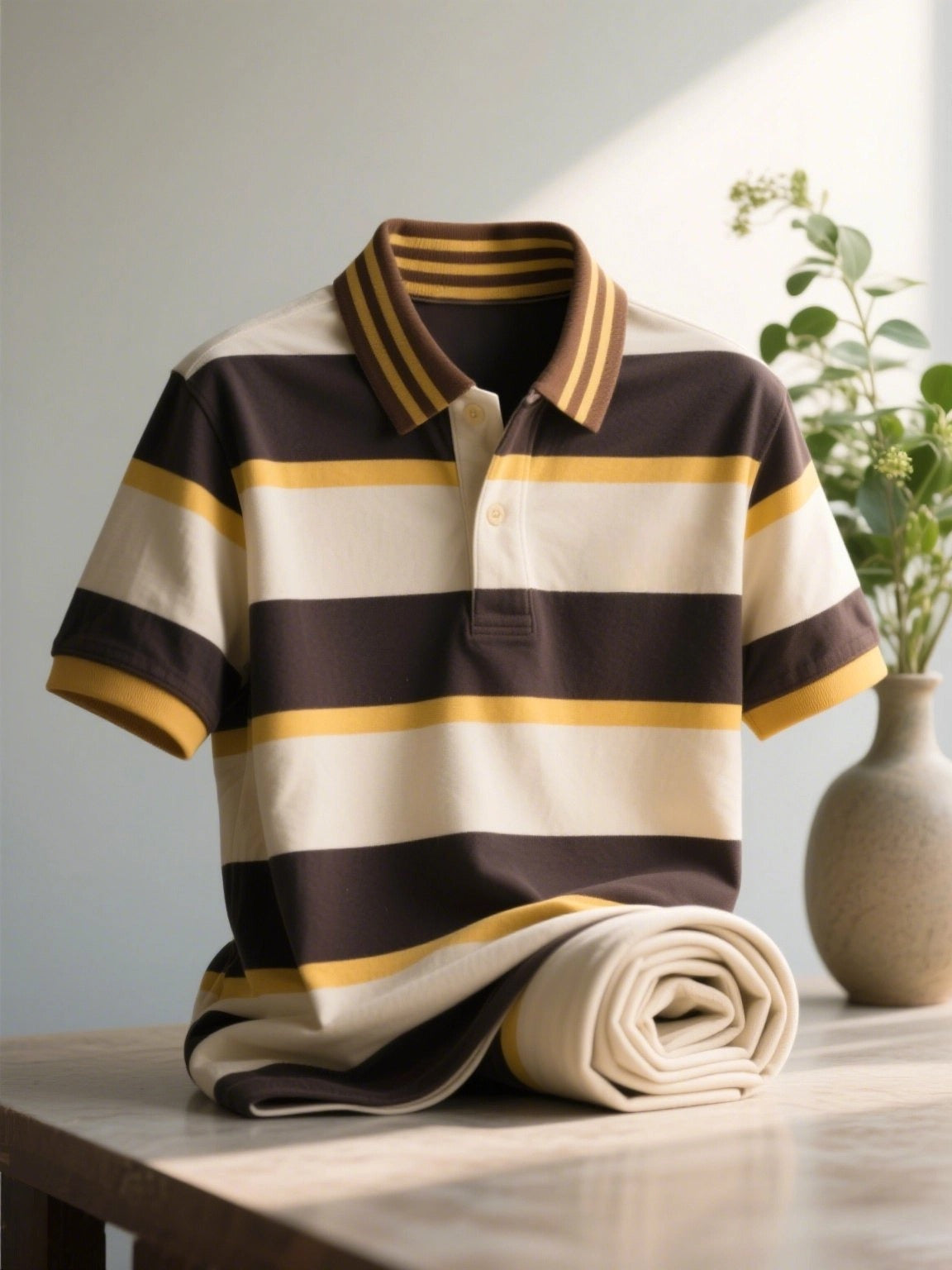 Men's Business Casual Button Short Sleeve Polo Shirt