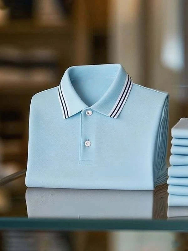 Men's Classic Business Logo Button Short Sleeve Polo Shirt