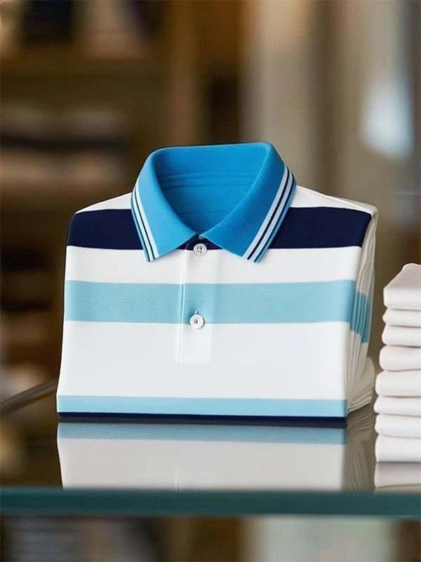 Men's Classic Business Logo Button Short Sleeve Polo Shirt