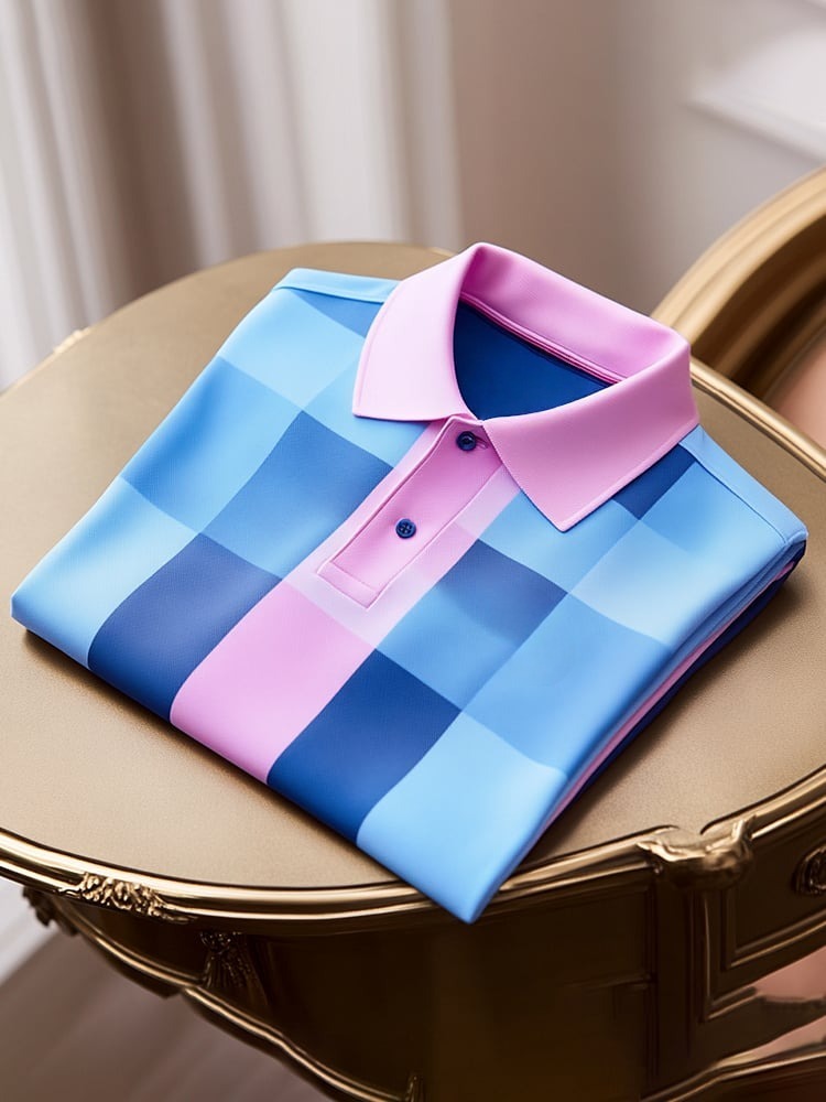 Men's Classic Business Logo Button Short Sleeve Polo Shirt