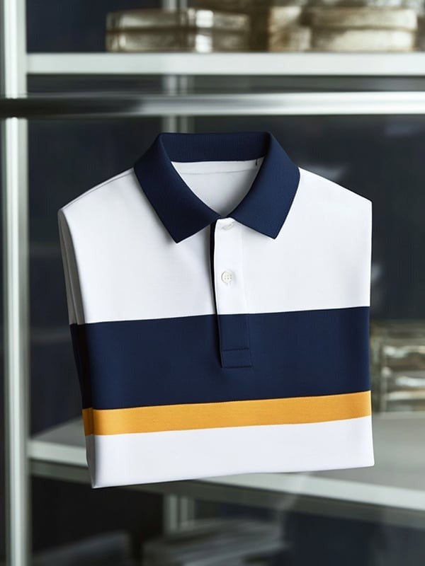 Men's Business Casual Plaid Logo Button Short Sleeve Polo Shirt