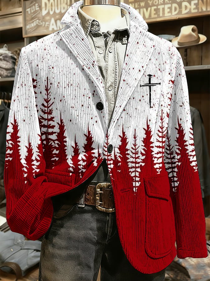 Men's Christmas Faith Design Print Casual Coat