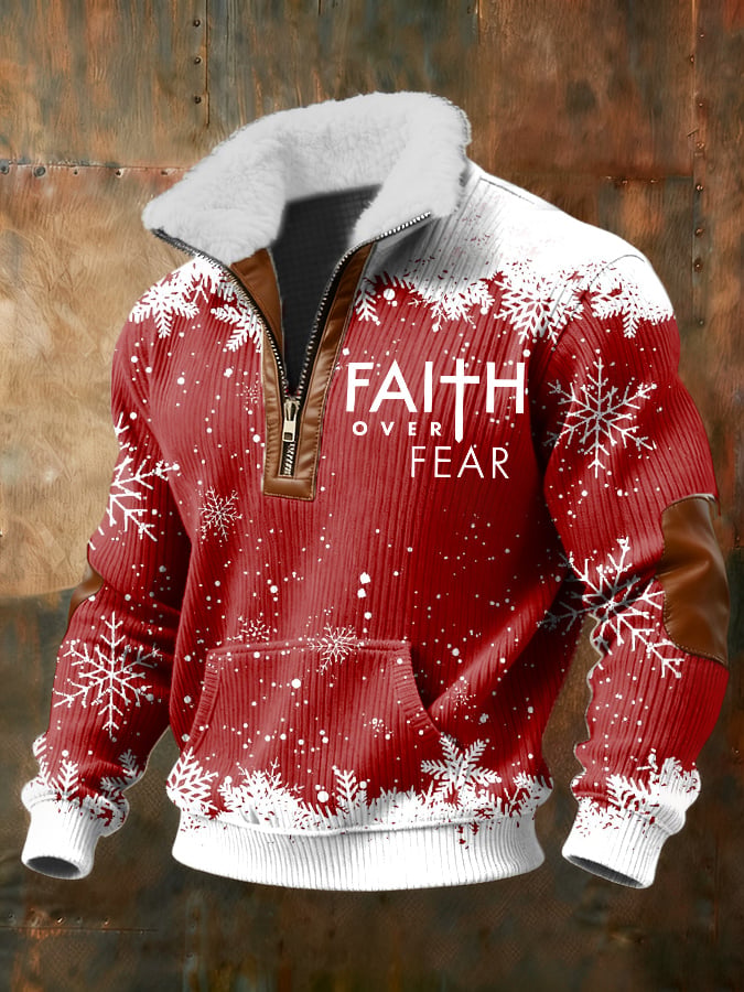 Men's Casual Christmas Faith Knit Sweatshirt
