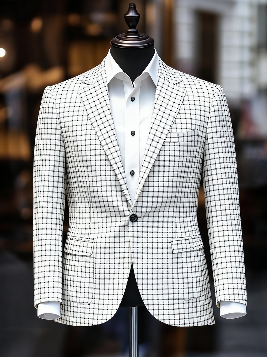 Men's Business Casual Plaid Suit