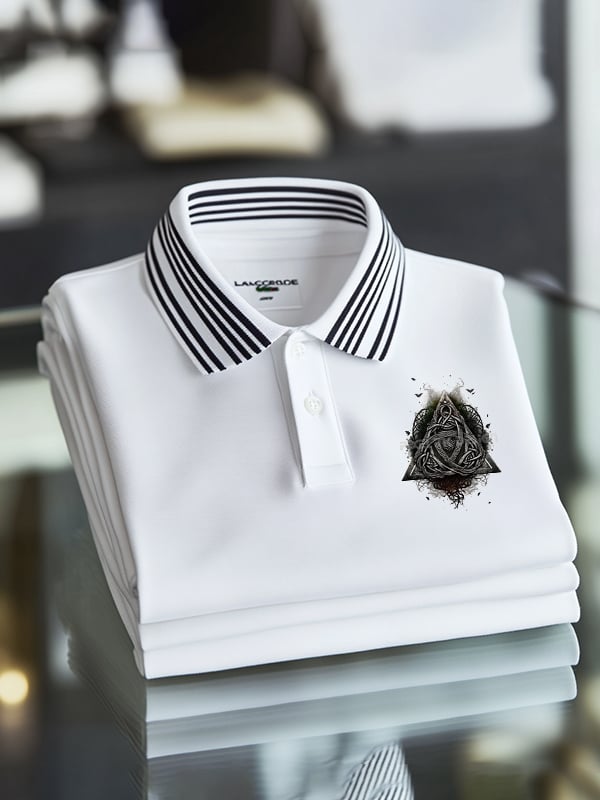 Men's Classic Business Viking Print Short Sleeve Polo Shirt