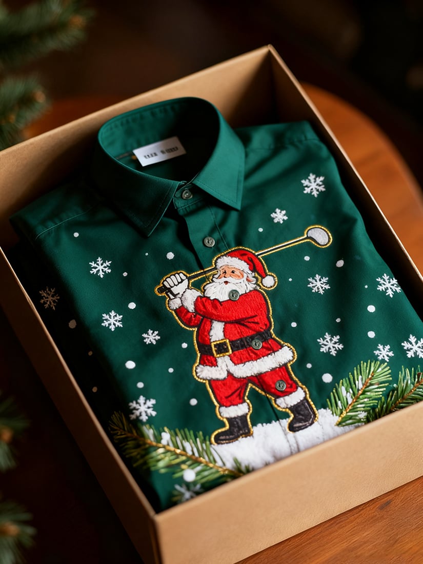 Men's Christmas Long Sleeve Button-Down Shirt