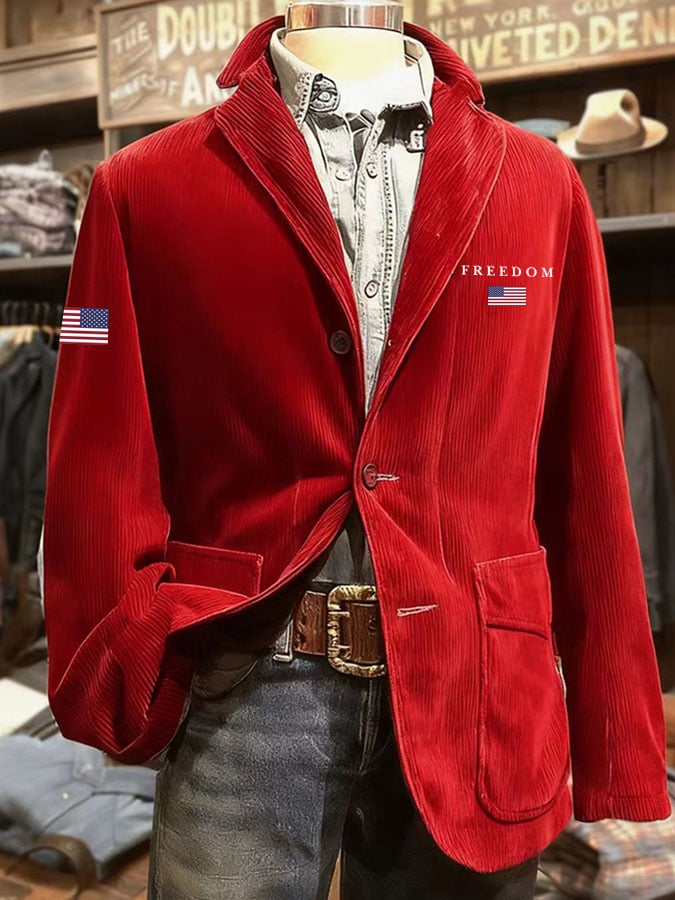 Men's Freedom Flag Print Casual Jacket