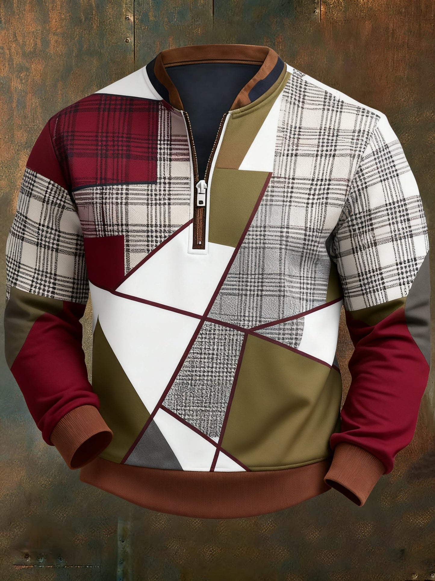 Men's Casual Geometric Color Block Print Sweatshirt