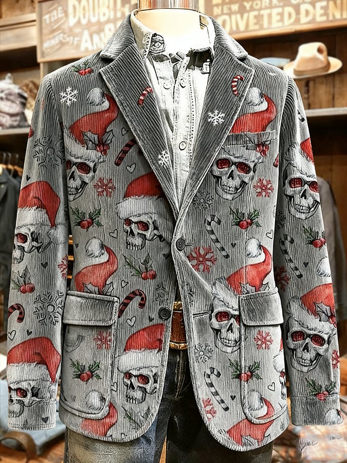 Men's Casual Retro Christmas Skull Suit