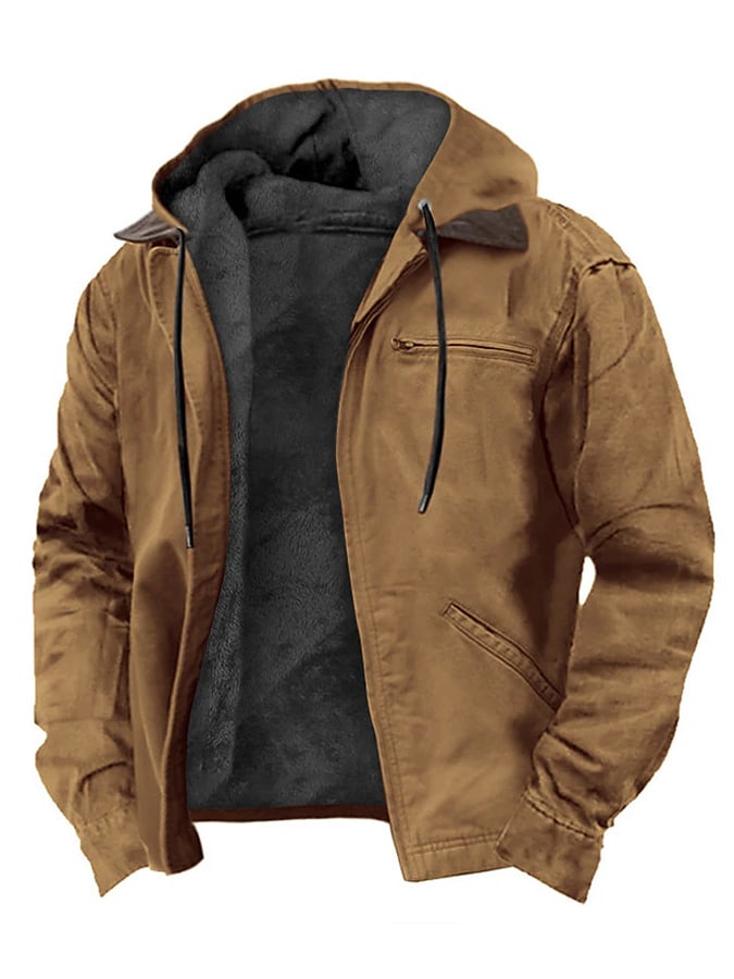 Men's Retro Western Style Multi-Pocket Fleece Jacket