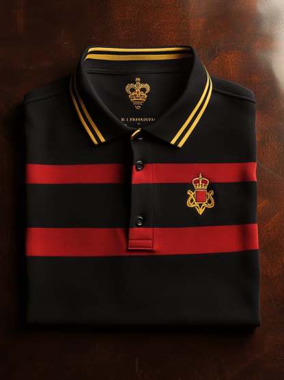 Men's Business Casual Logo Button Short Sleeve Polo Shirt