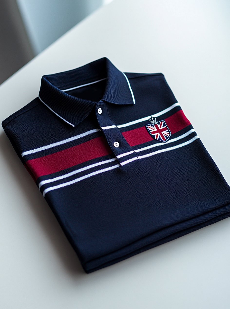 Men's Business Casual Union Jack Button Short Sleeve Polo Shirt