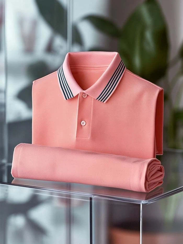 Men's Classic Business Logo Button Short Sleeve Polo Shirt