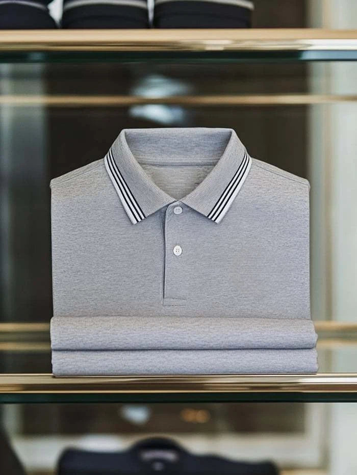 Men's Classic Business Logo Button Short Sleeve Polo Shirt