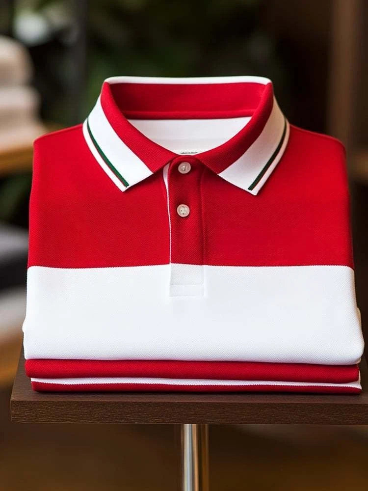 Men's Classic Business Logo Button Short Sleeve Polo Shirt