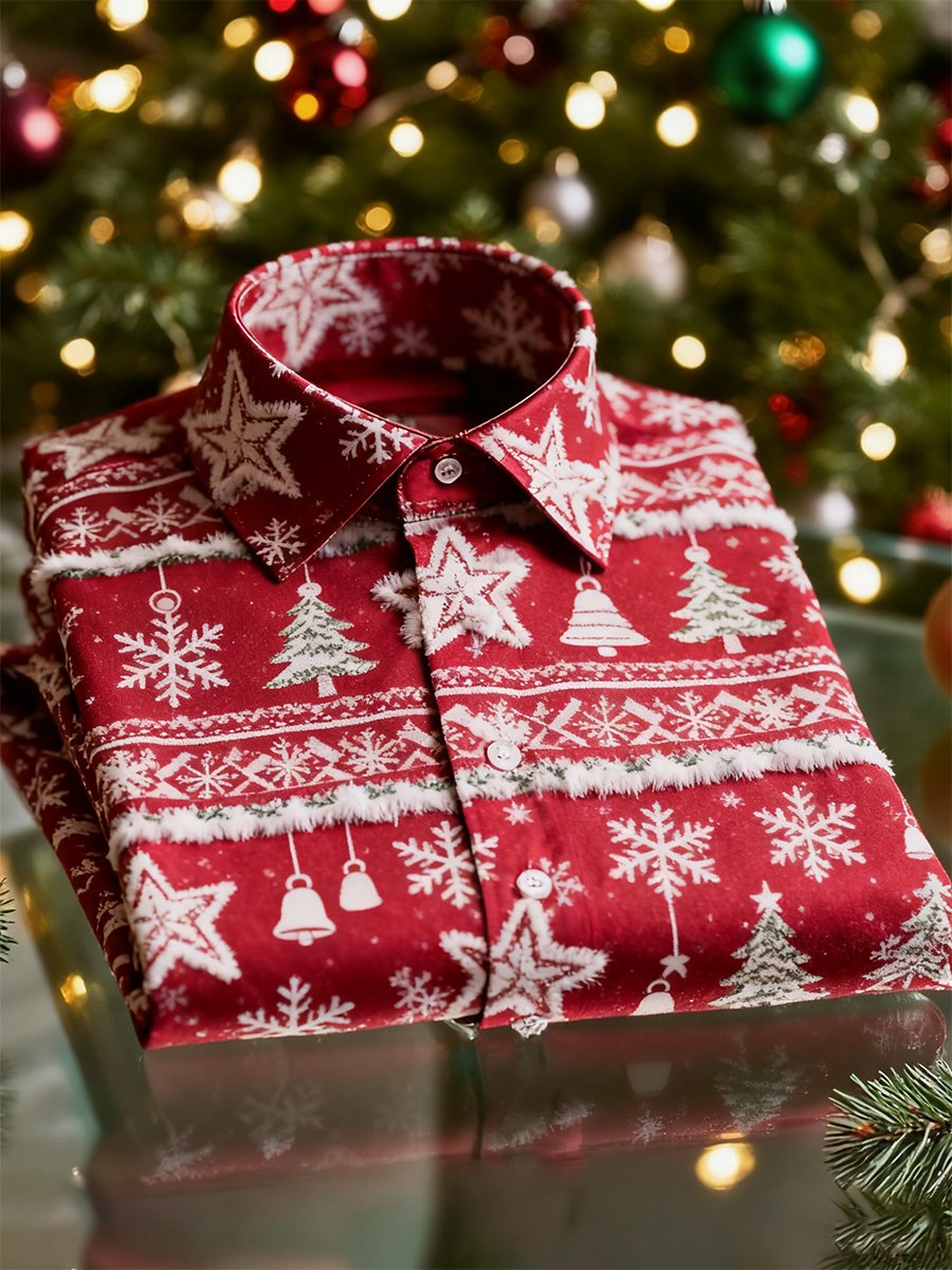 Men's Christmas Long Sleeve Button-Down Shirt