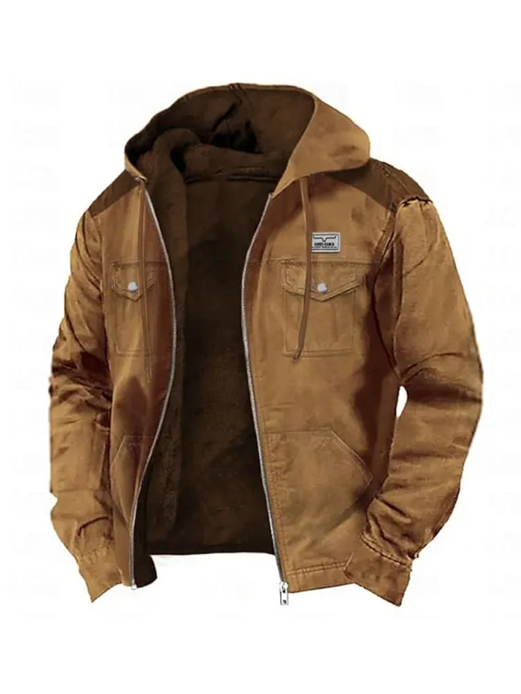 Men's Outdoor Vintage Sports Pocket Hooded Jacket