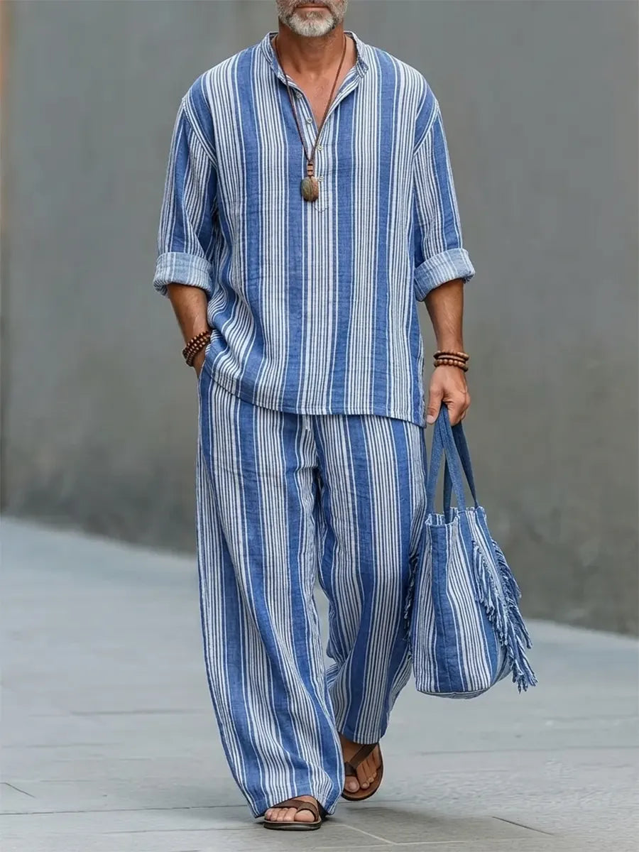 Comfortable Abstract Art Print Linen Pants Set