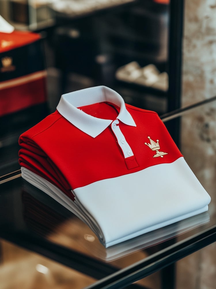 Men's Business Casual Logo Button Short Sleeve Polo Shirt