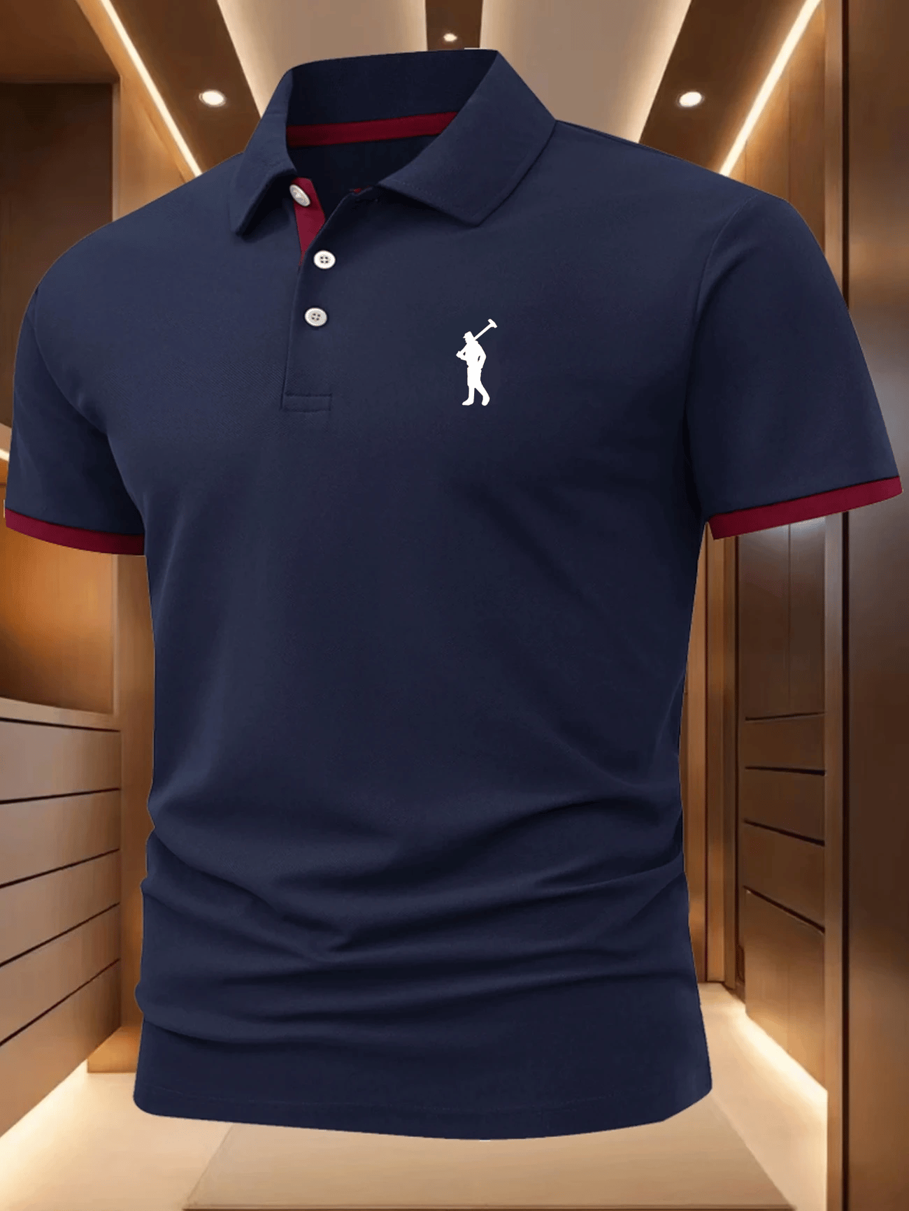 Men's Business Logo Button-Down Short Sleeve Polo Shirt