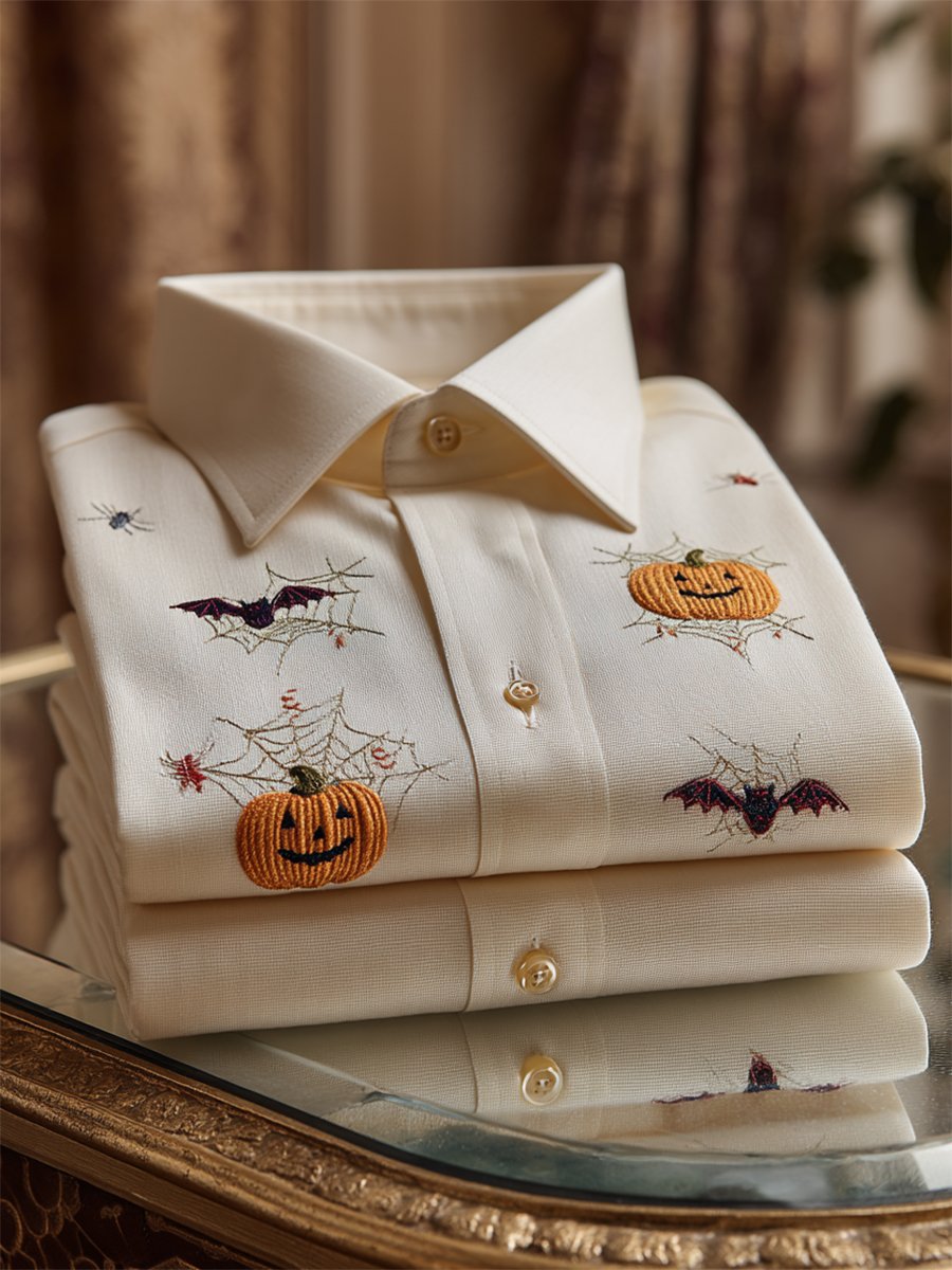 Men's Retro Casual Halloween Art Long Sleeve Shirt
